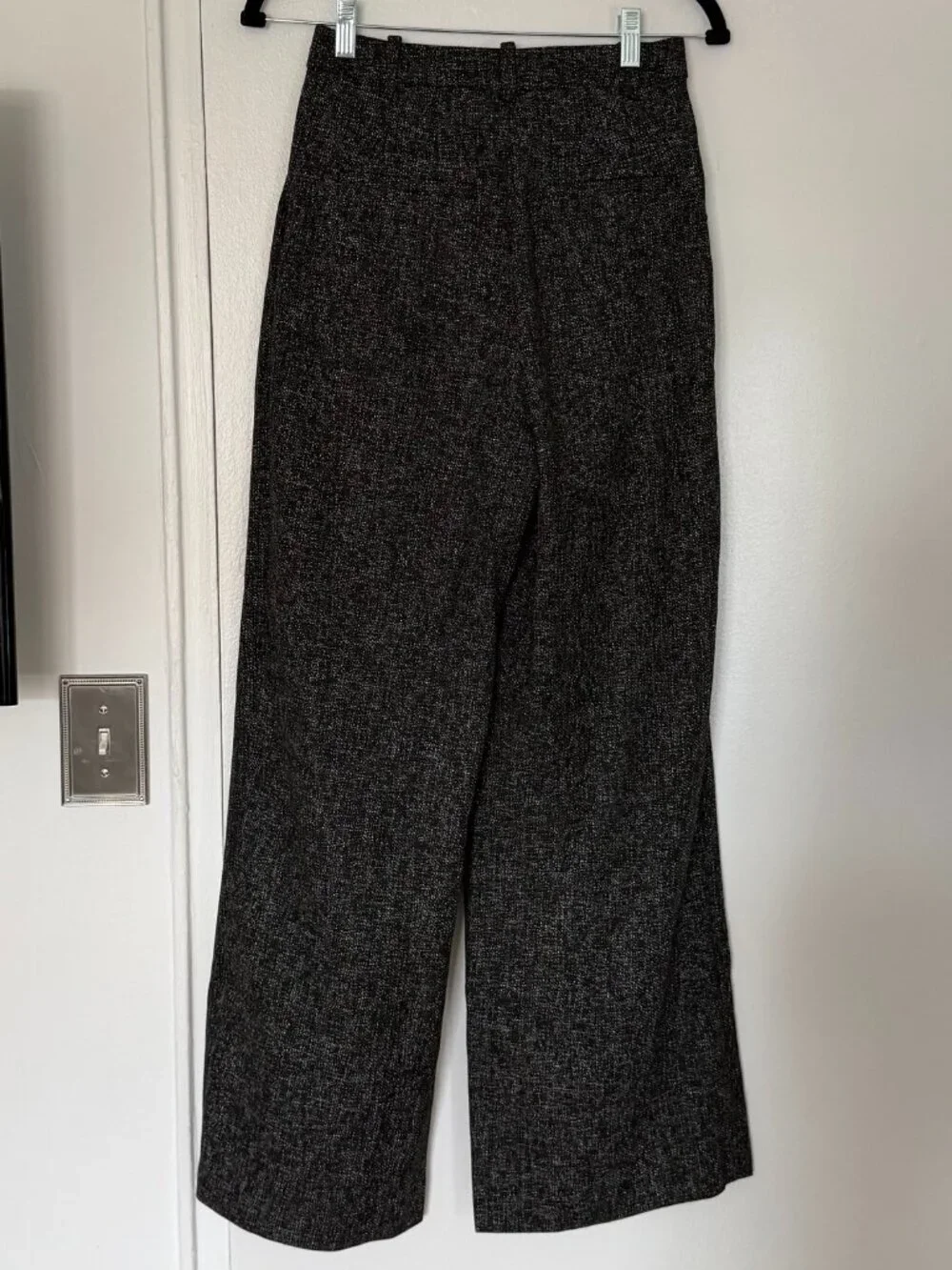 NWT H&M WIDE LEG PANTS IN BLACK MELANGE SIZE 2